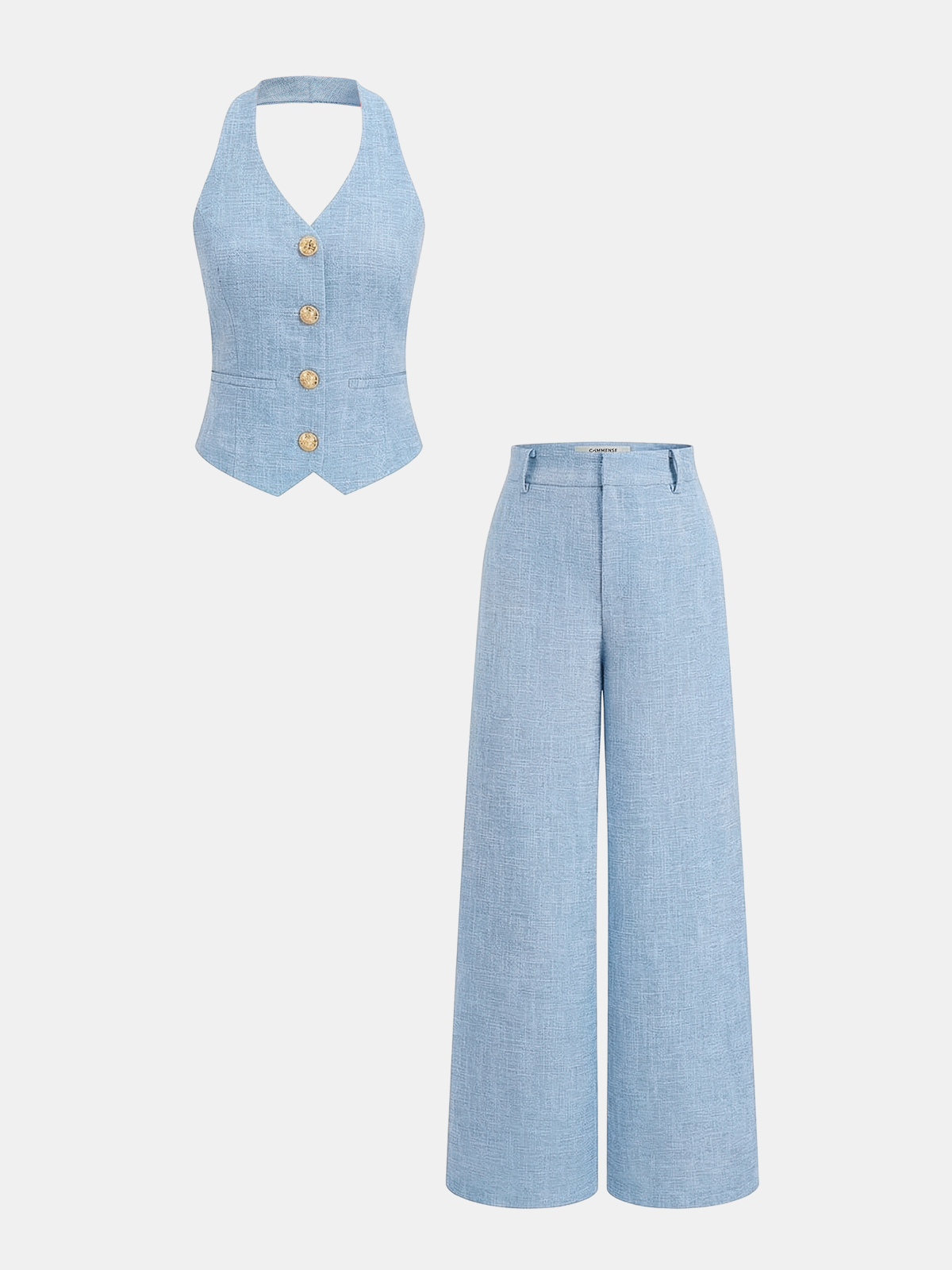 Conjunto de Chaleco con tirantes y Pantalones de pierna ancha